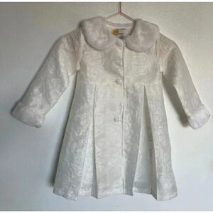 Blueberi Gold Boulevard Girls Long Sleeve Christmas Shimmer Coat Dress White S